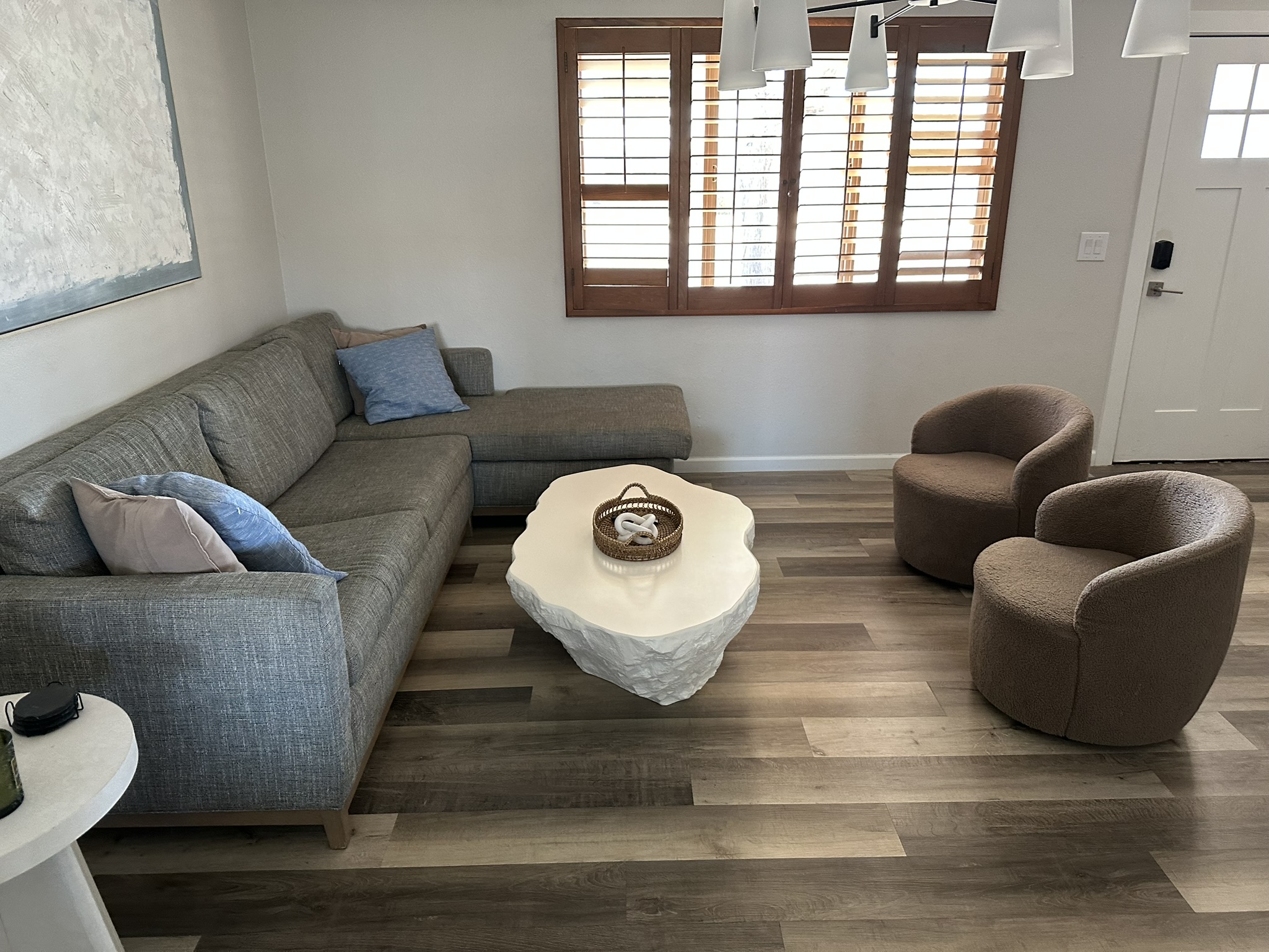 Living room after Airbnb turnover cleaning