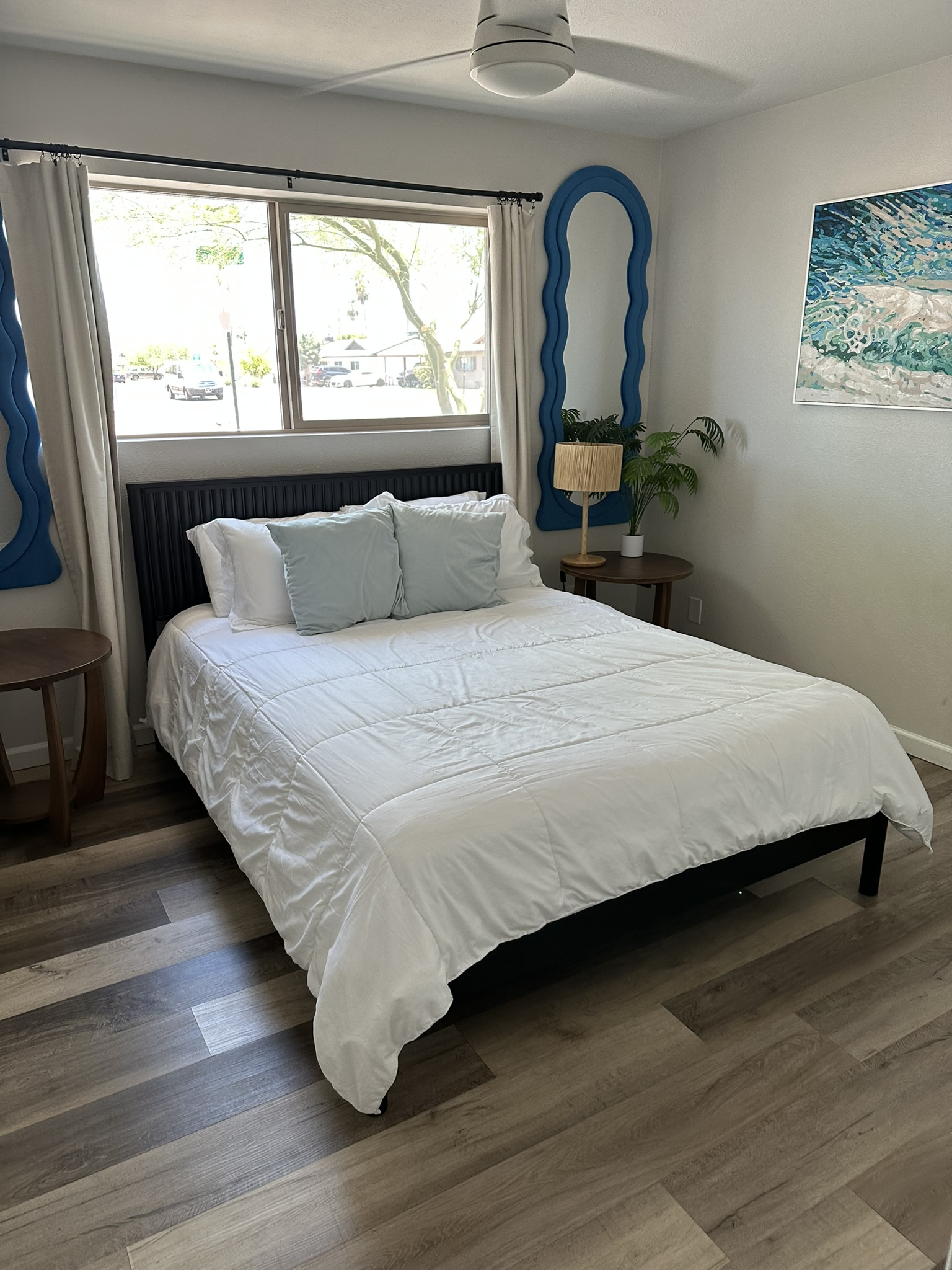 Primary bedroom after STR turnover cleaning