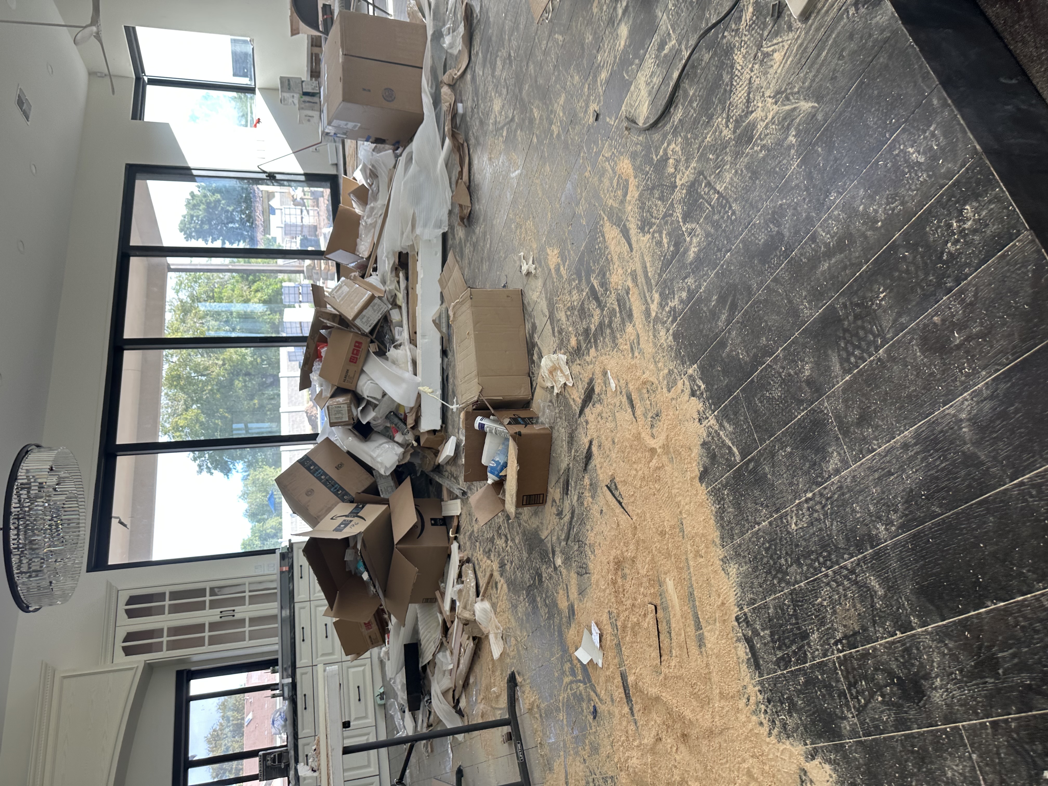 Kitchen construction debris before final cleaning