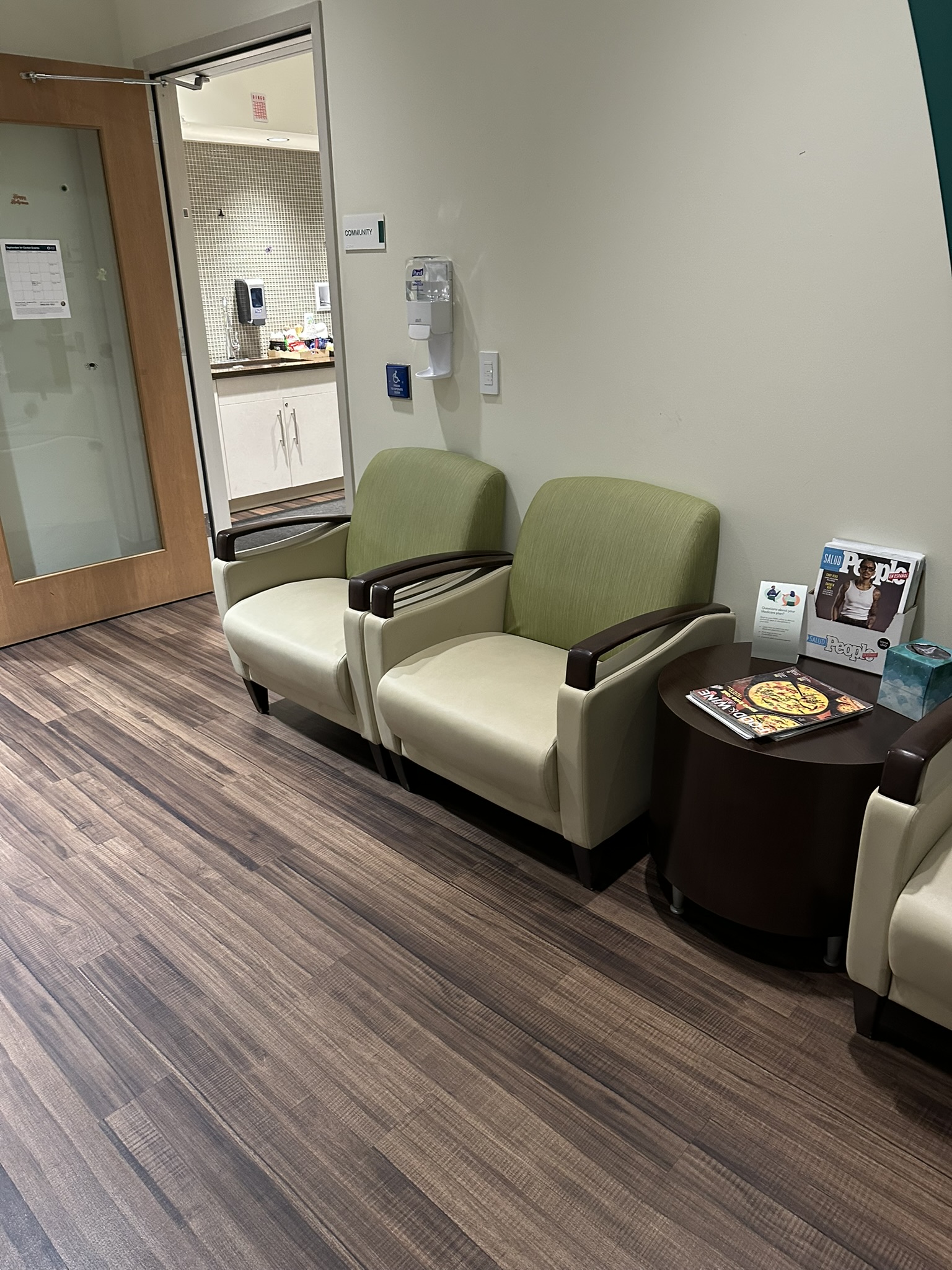 Medical clinic waiting area inspected for recurring janitorial service