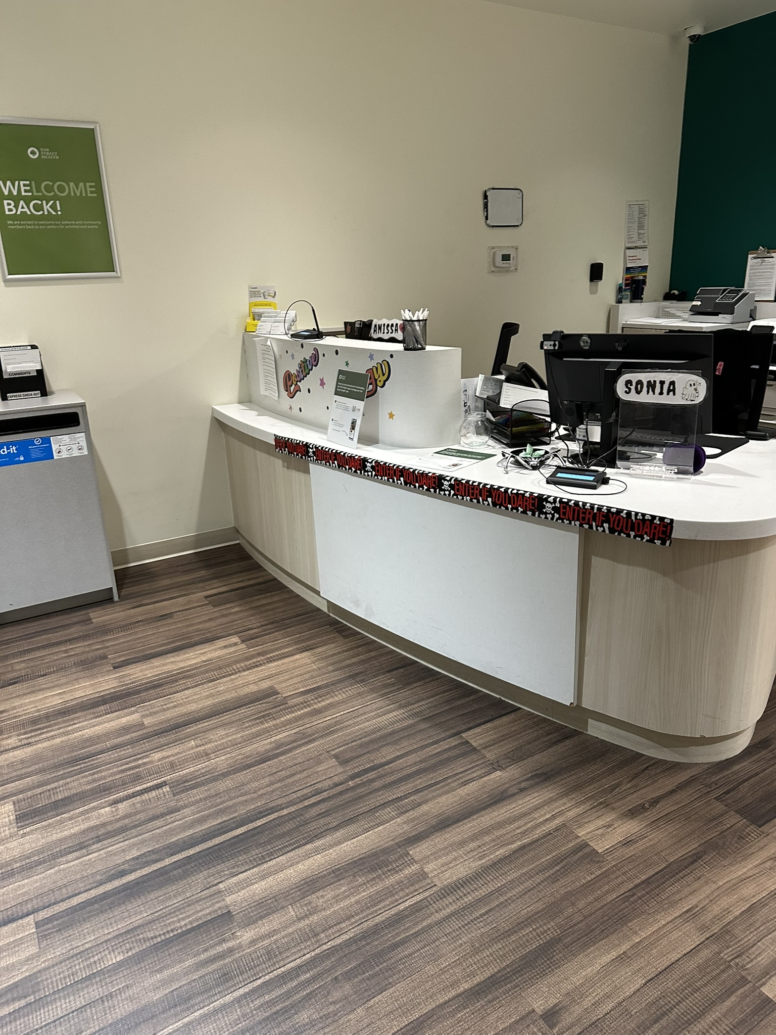Medical clinic reception and front desk area