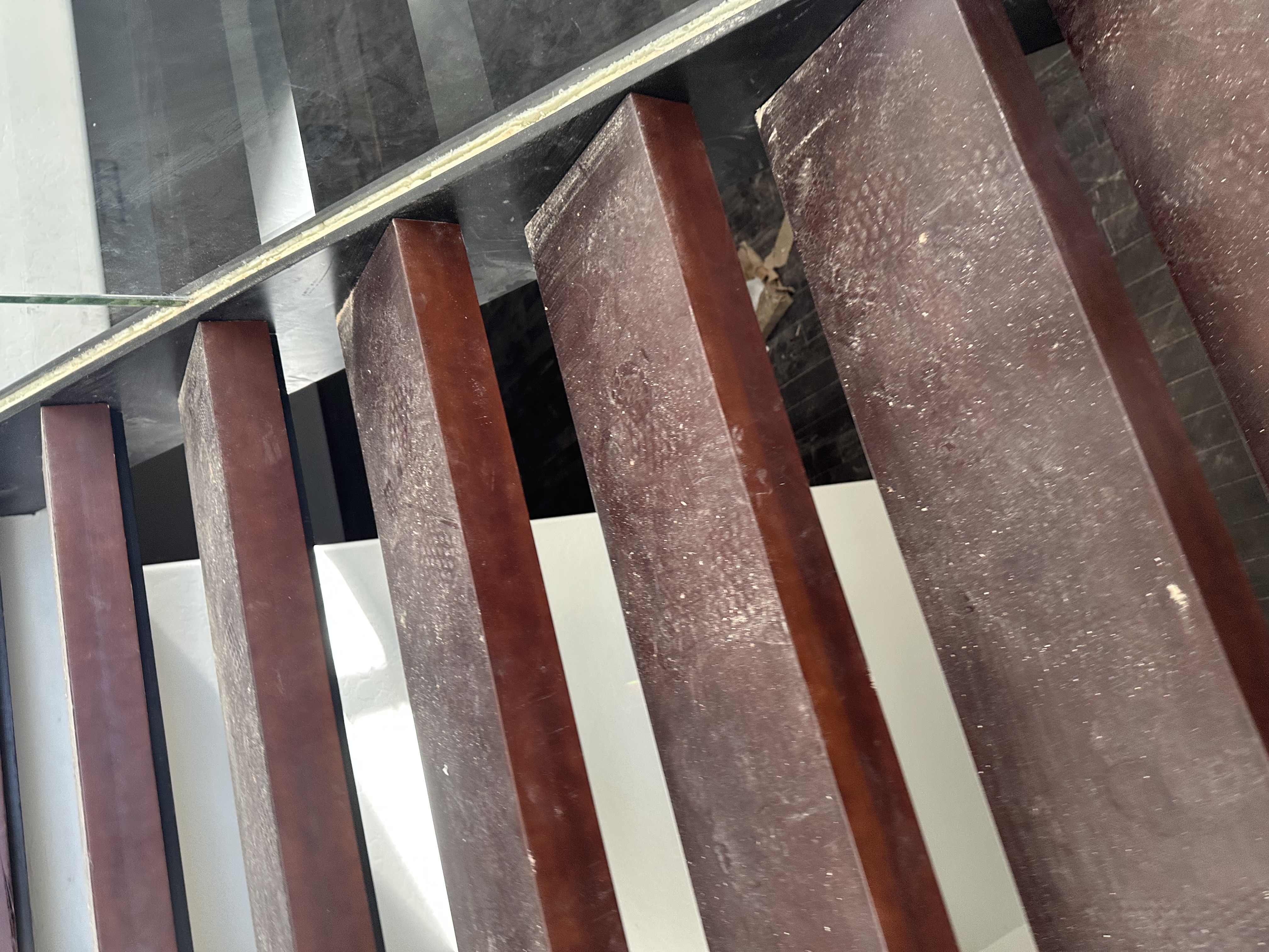 Dusty stairs before construction cleaning