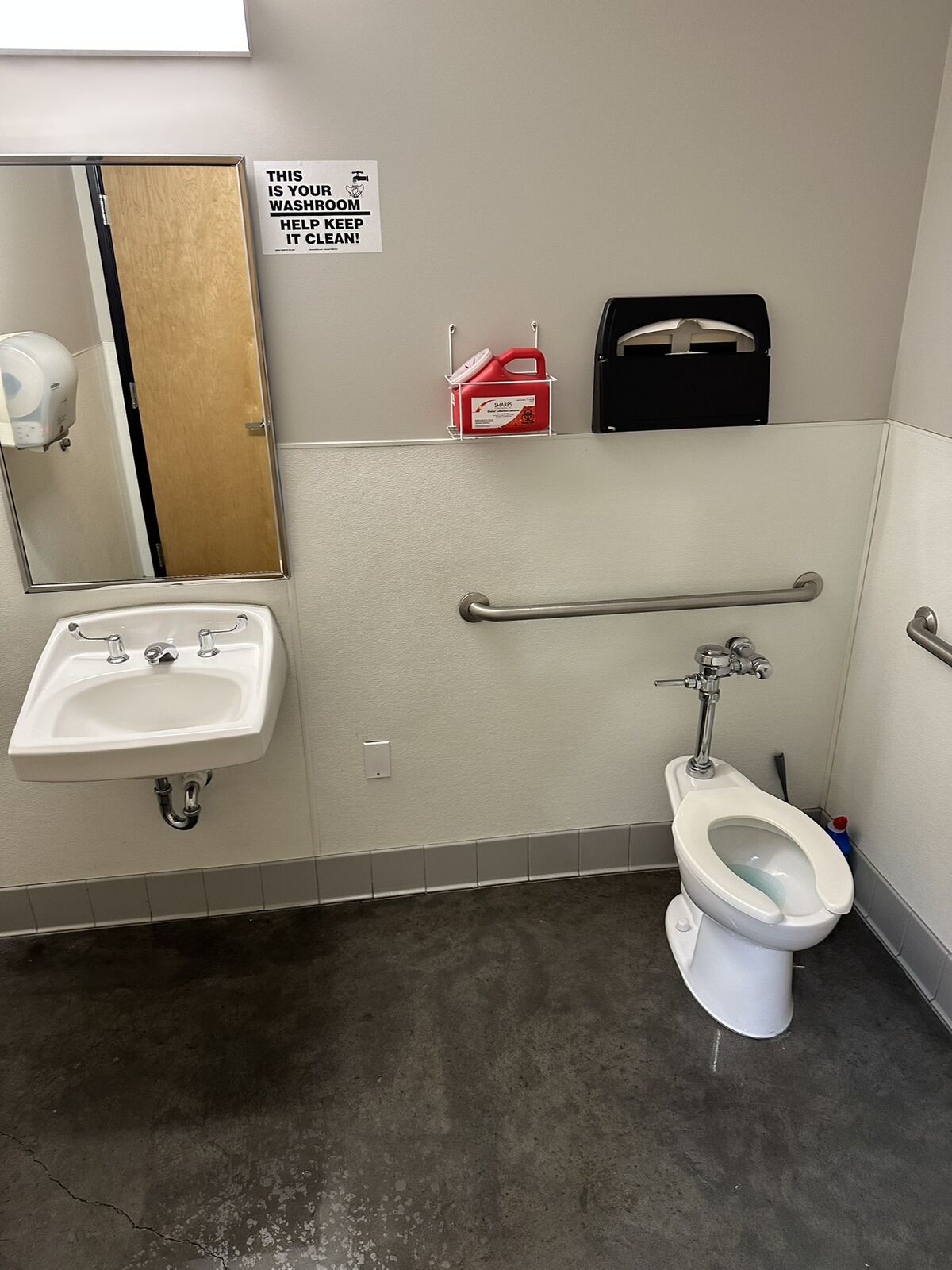Accessible restroom during Phoenix warehouse cleaning
