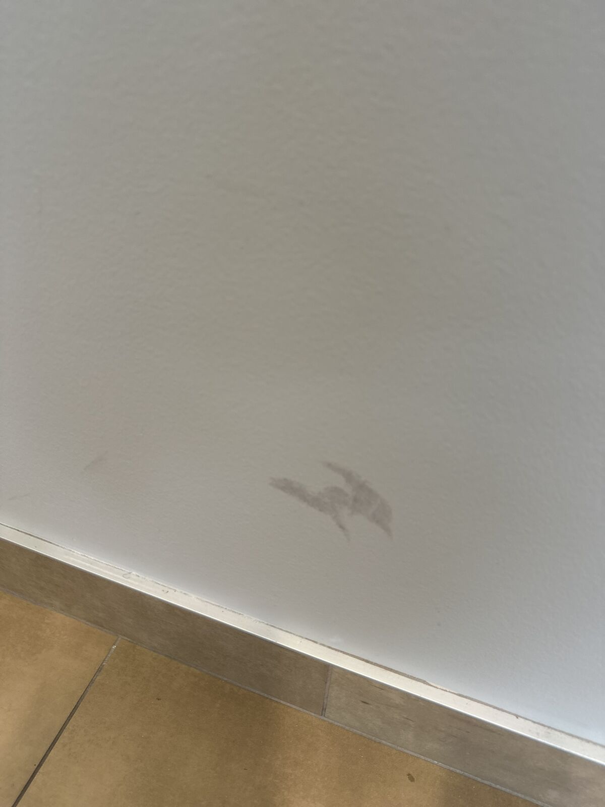 Scuff marks on warehouse employee-area wall before cleaning