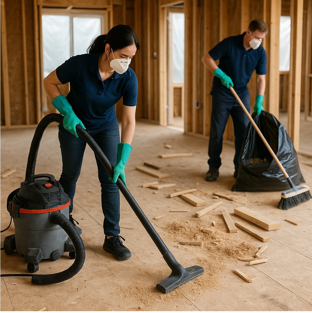 Post-construction cleaning crew preparing a new commercial space in Phoenix