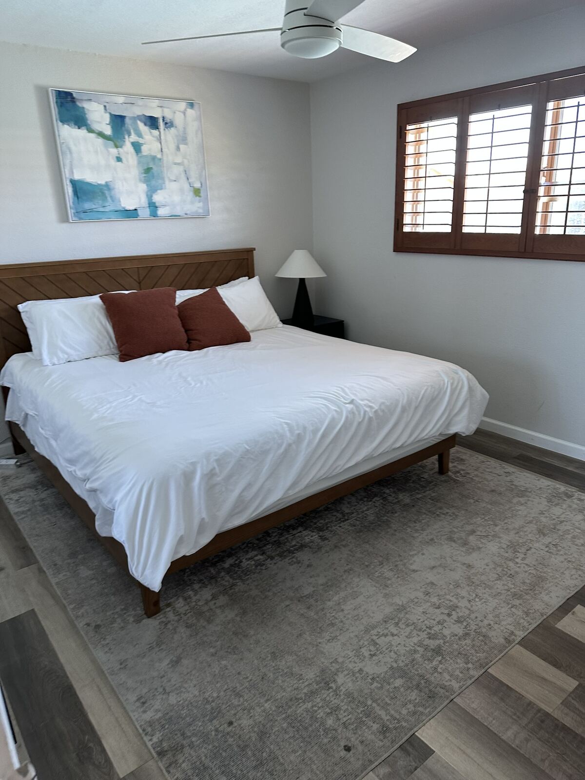 Fresh linens placed during a vacation rental turnover