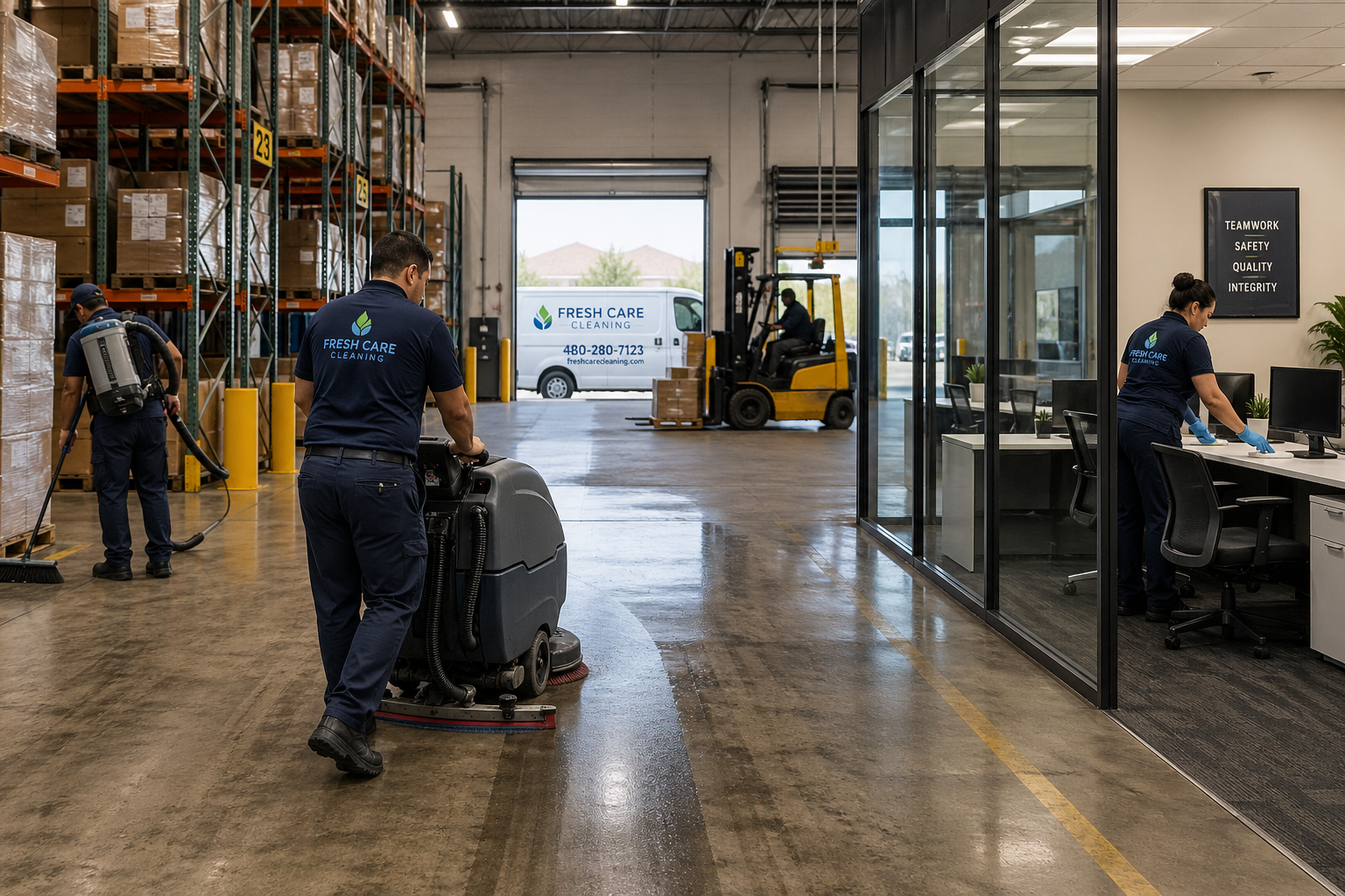 Warehouse floor cleaning and industrial floor care