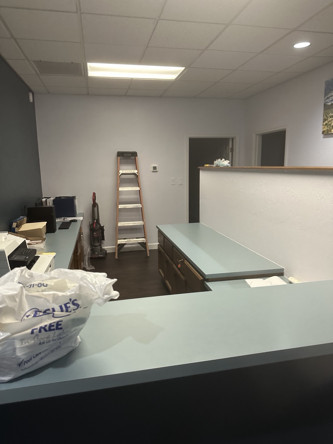 Reception counter and work area in a Tempe Arizona office