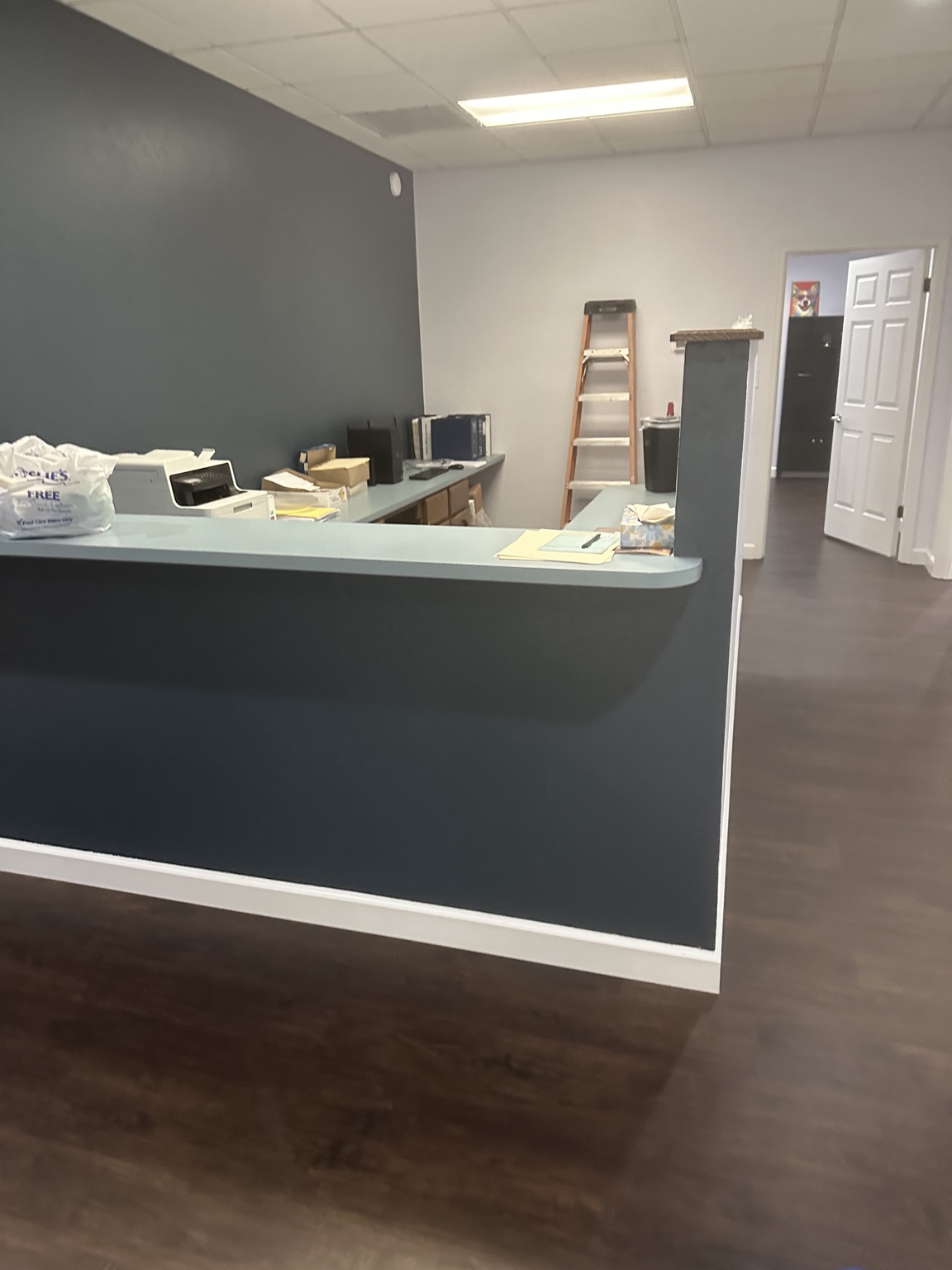 Reception desk and entrance walkway in a Tempe Arizona office